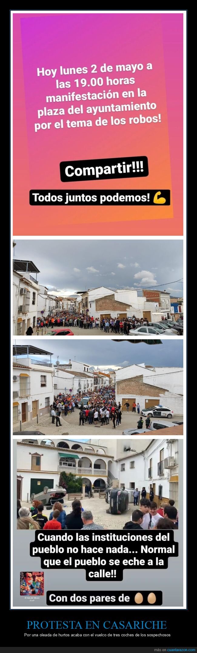 protesta,vuelco,coches,robos