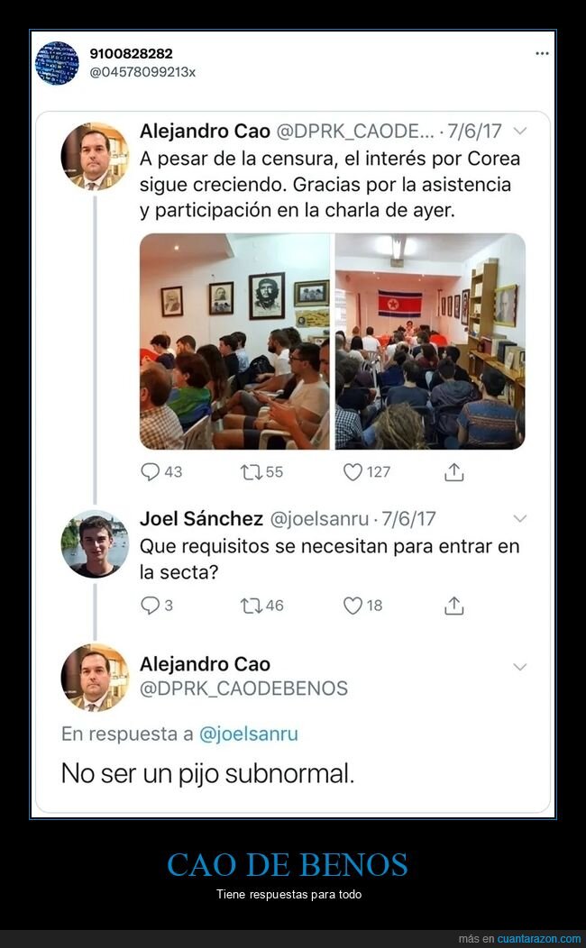 cao de benos,corea del norte,secta,wtf