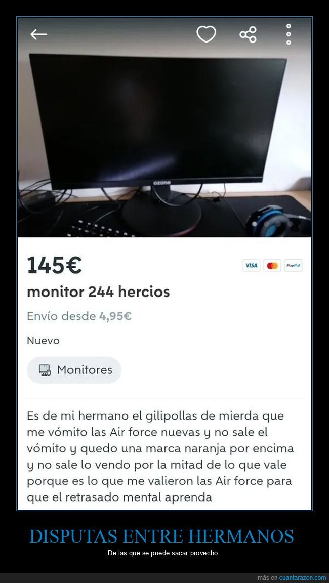 anuncios,hermano,televisión,vomitar,wallapop