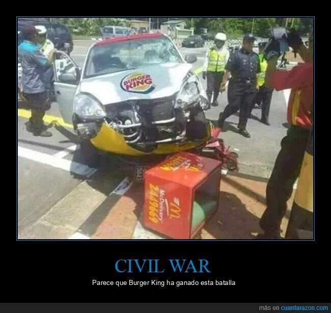 accidente,burger king,civil war,coches,fails,mcdonald's,motos