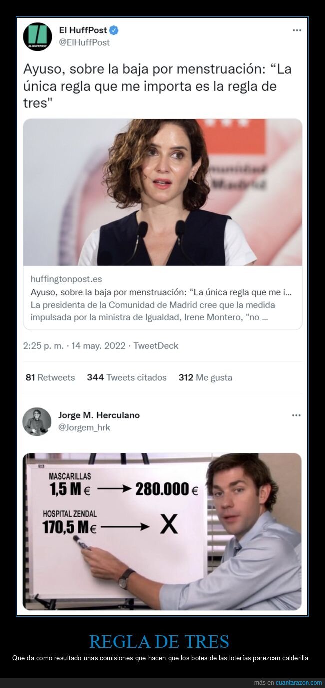 ayuso,regla de tres,comisiones