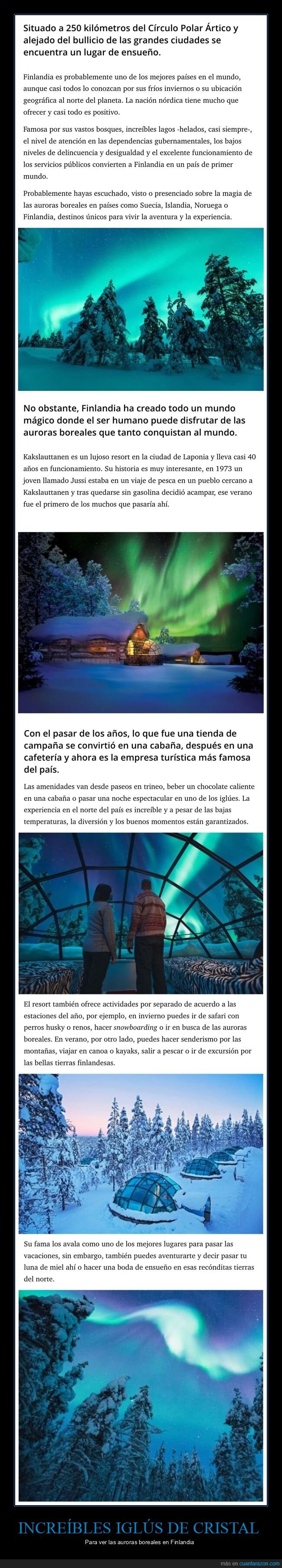 iglús,cristal,auroras boreales,finlandia