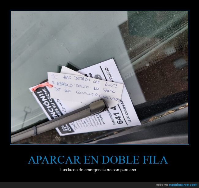 nota,coche,luces de emergencia