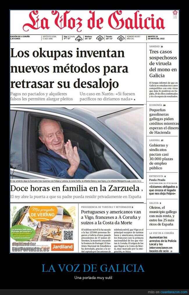 la voz de galicia,portada,okupas,juan carlos i