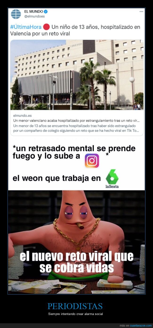 reto viral,hospitalizado