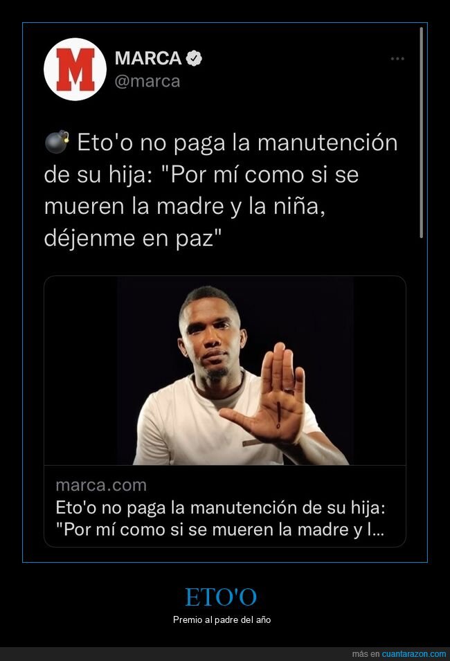 eto'o,pagar,manutención,hija