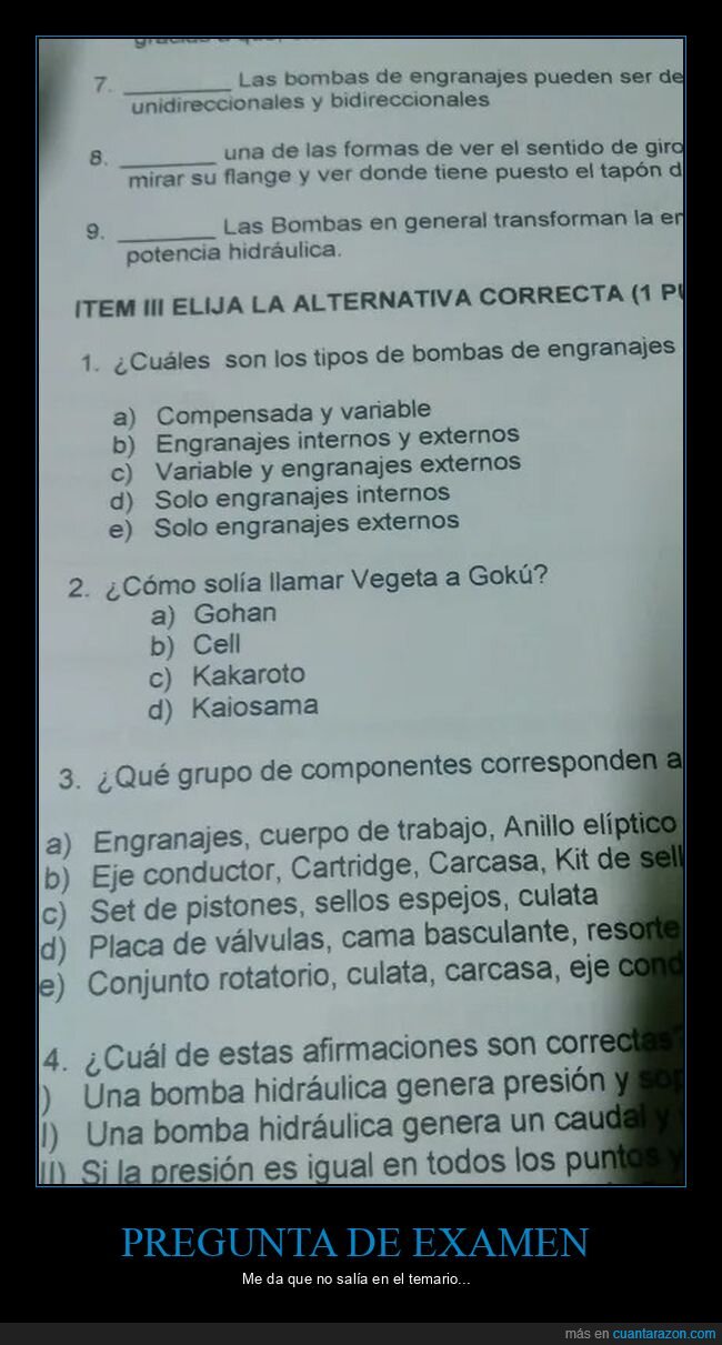 dragon ball,examen,pregunta,wtf