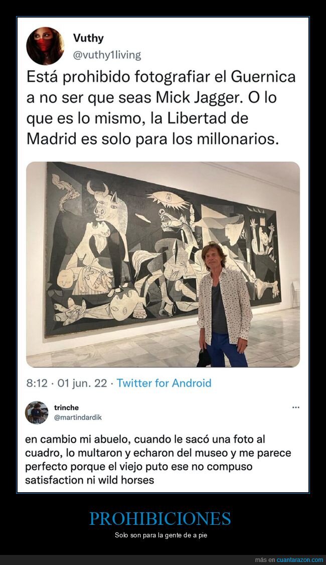 prohibición,fotografiar,guernica,mick jagger