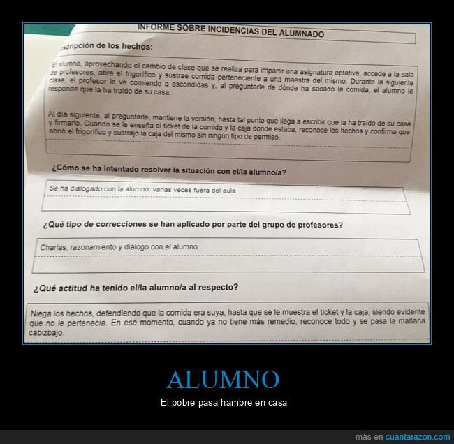 alumno,robar,comida,profesora