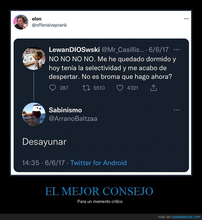 desayunar,dormido,selectividad