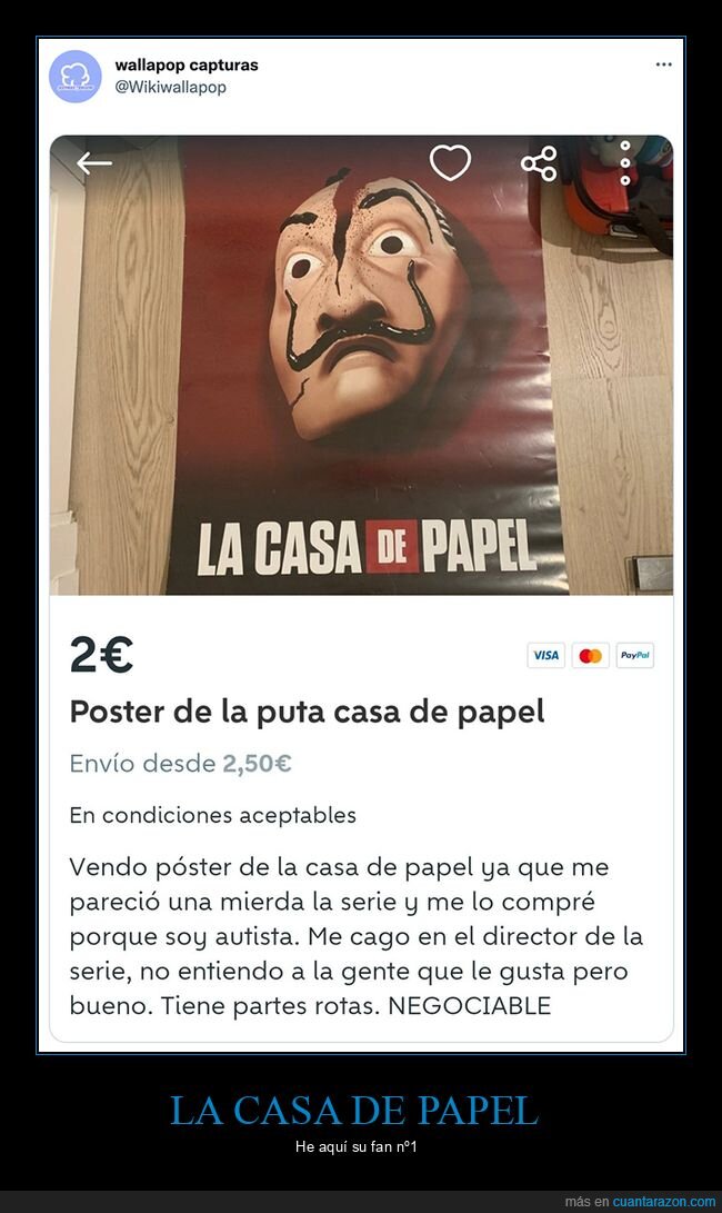 anuncios,la casa de papel,póster,wallapop