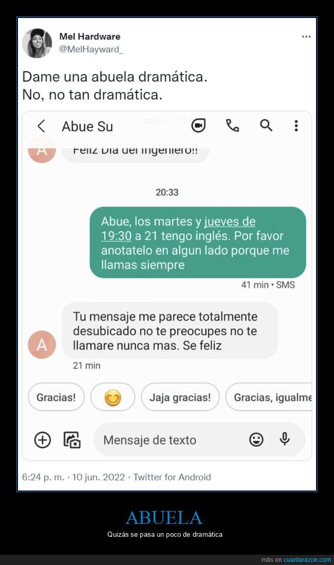 abuela,llamar,dramática