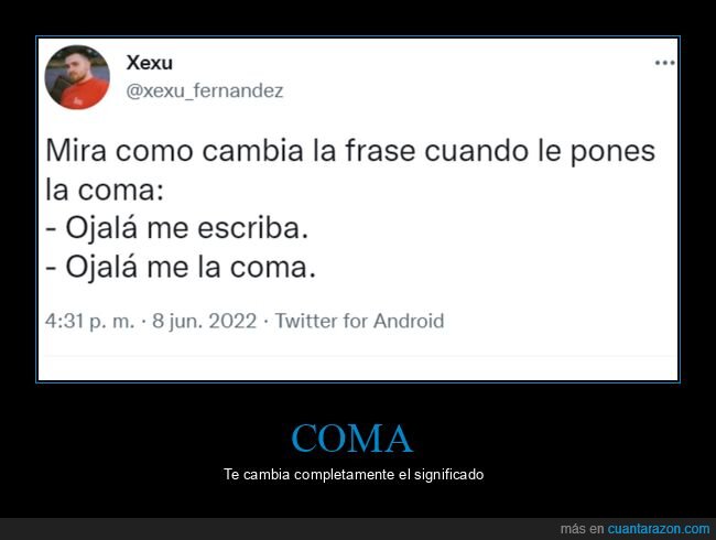 coma,cambiar,frase