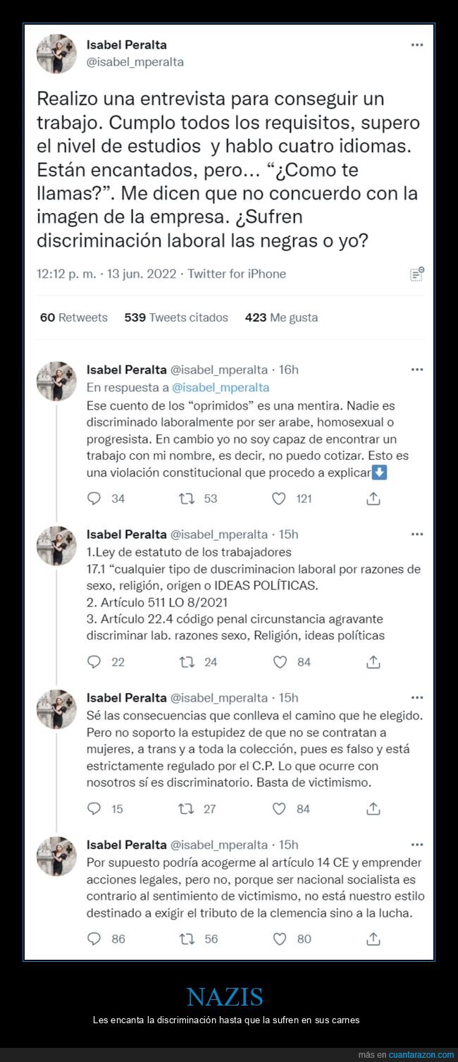 isabel peralta,nazi,trabajo,discriminación