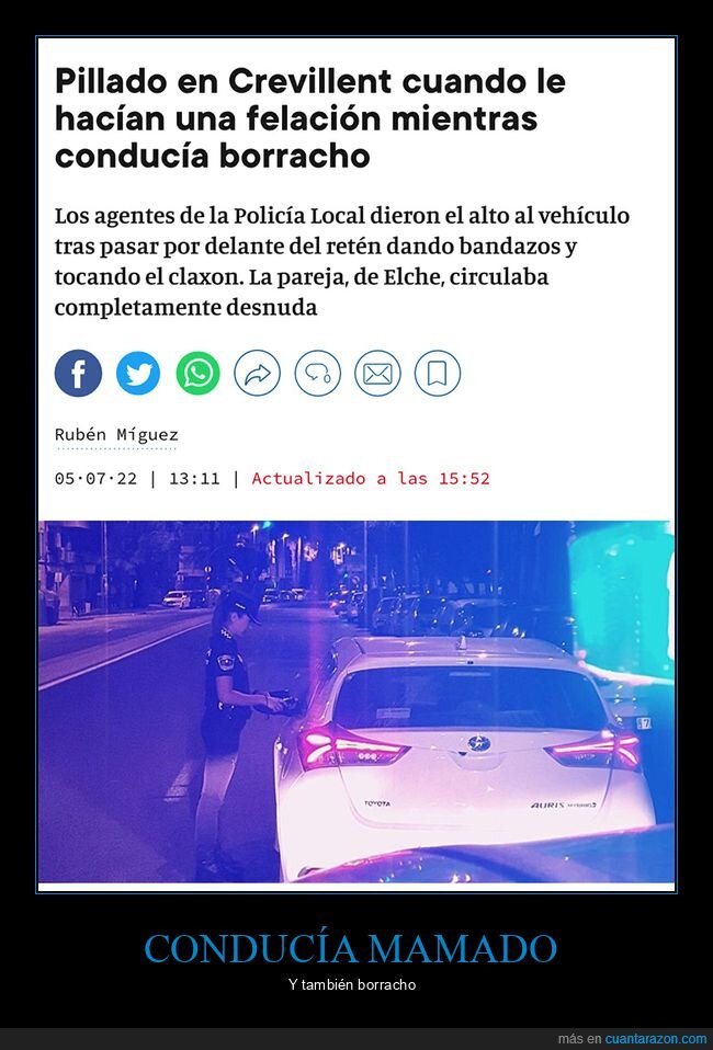 borracho,coches,conduciendo,pareja,pillada,policía