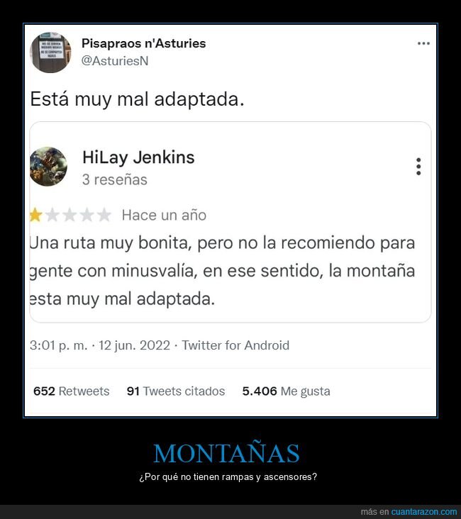 montaña,mal adaptada,minusvalía