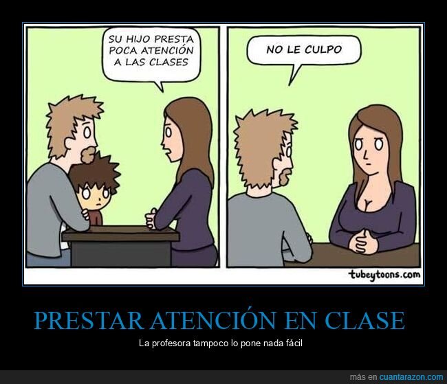 profesora,escote,atención,padre,hijo