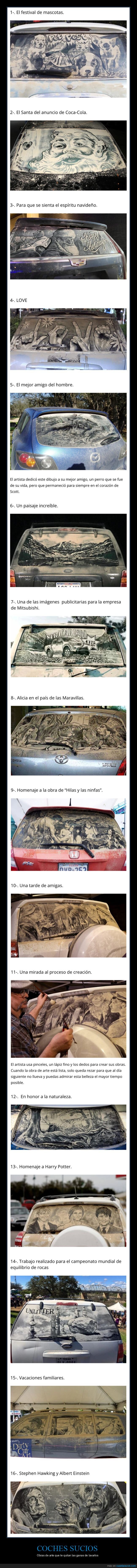coches,sucios,obras de arte