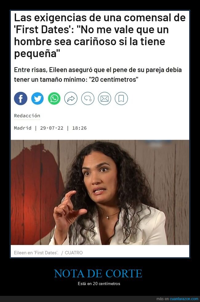 exigencias,first dates,tamaño