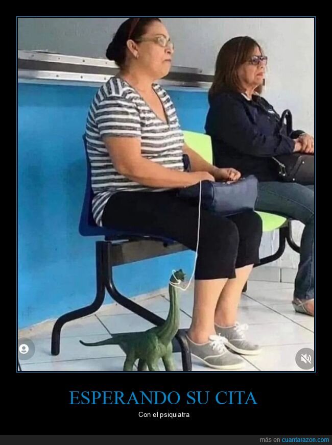 esperando,cita,psiquiatra,dinosaurio
