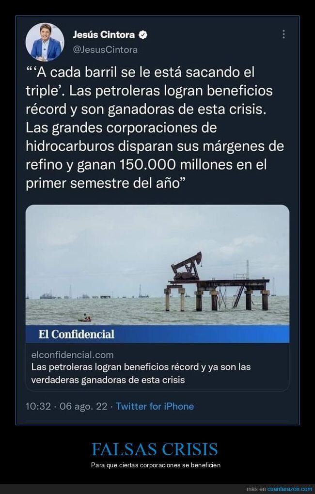 crisis,falsedad,mentira,barril,beneficios,gasolina,petroleras