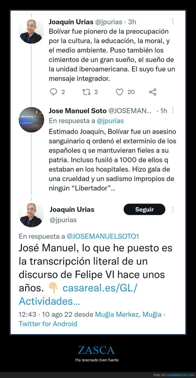 felipe vi,josé manuel soto,simón bolívar,zasca