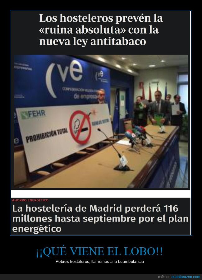 hosteleros,alarmismo,ley antitabaco