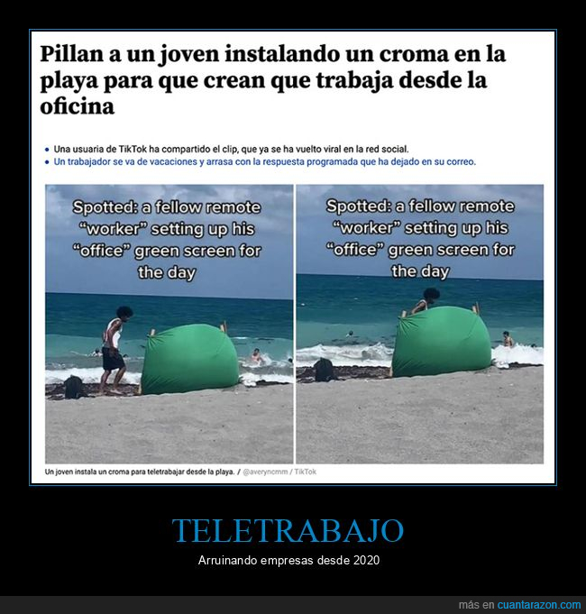 teletrabajo,croma,playa,estafa