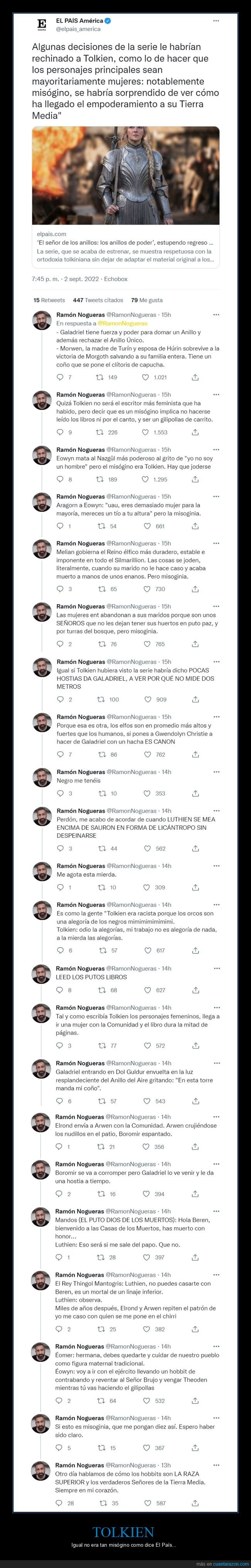 tolkien,misógino,el señor de los anillos