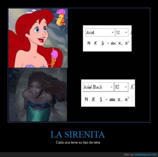 la sirenita,arial,arial black