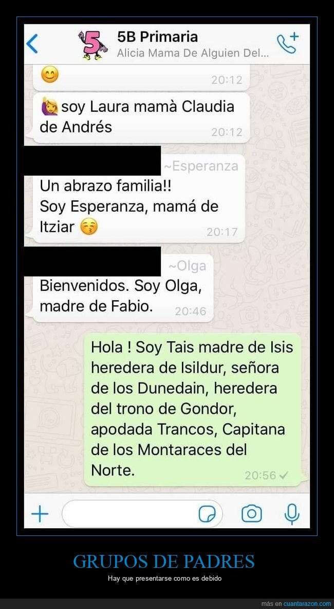 grupos de padres,whatsapp,el señor de los anillos