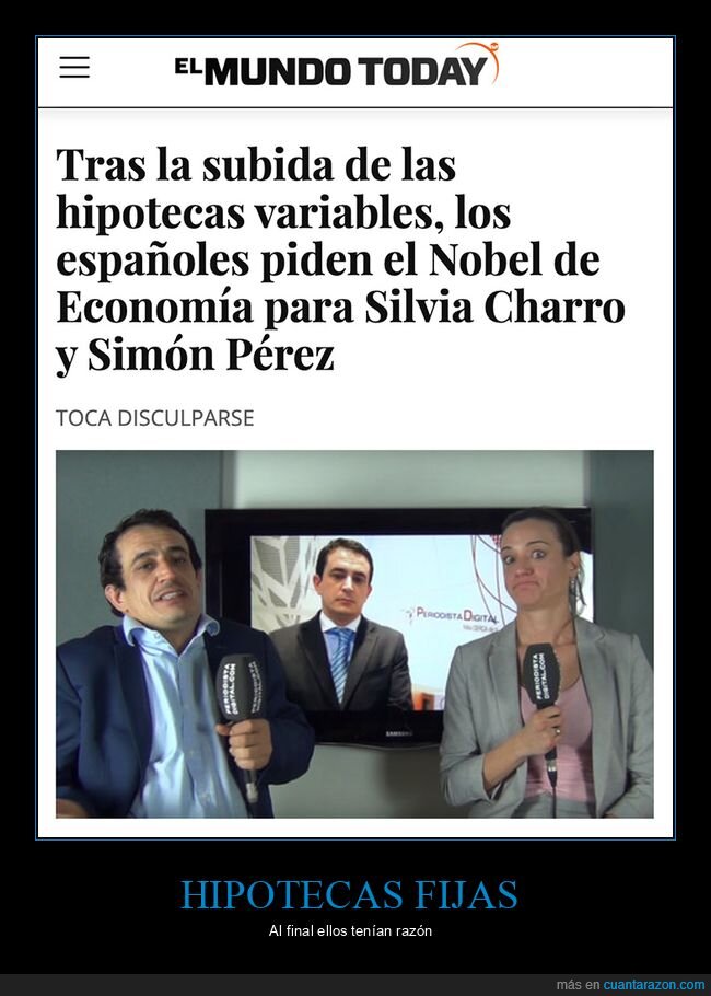 hipotecas fijas,nobel de economía,el mundo today