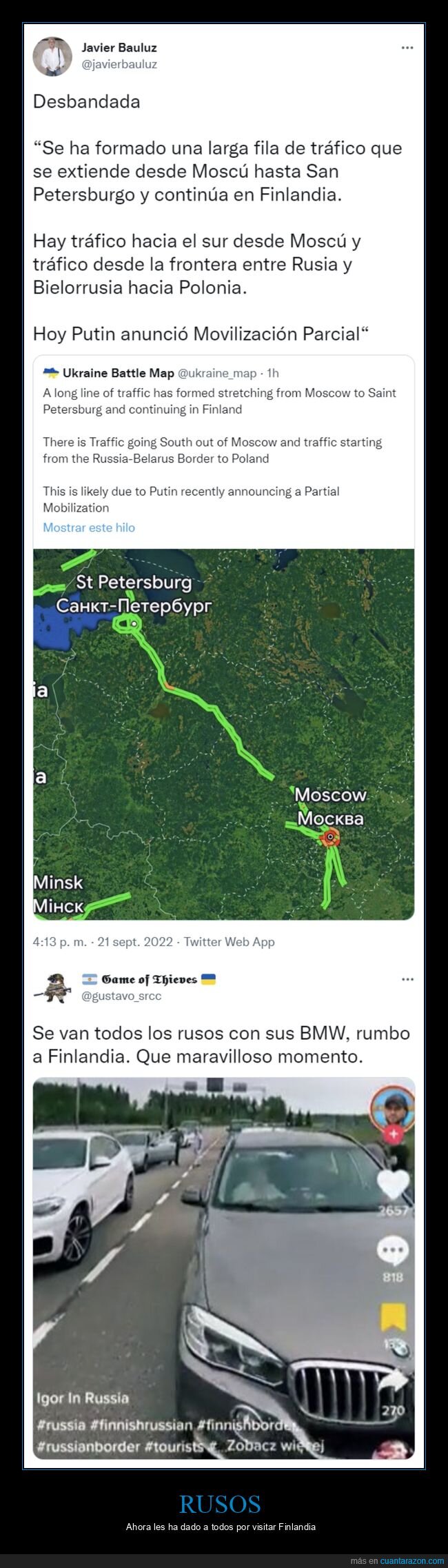 rusia,movilización,putin,finlandia,tráfico,coches