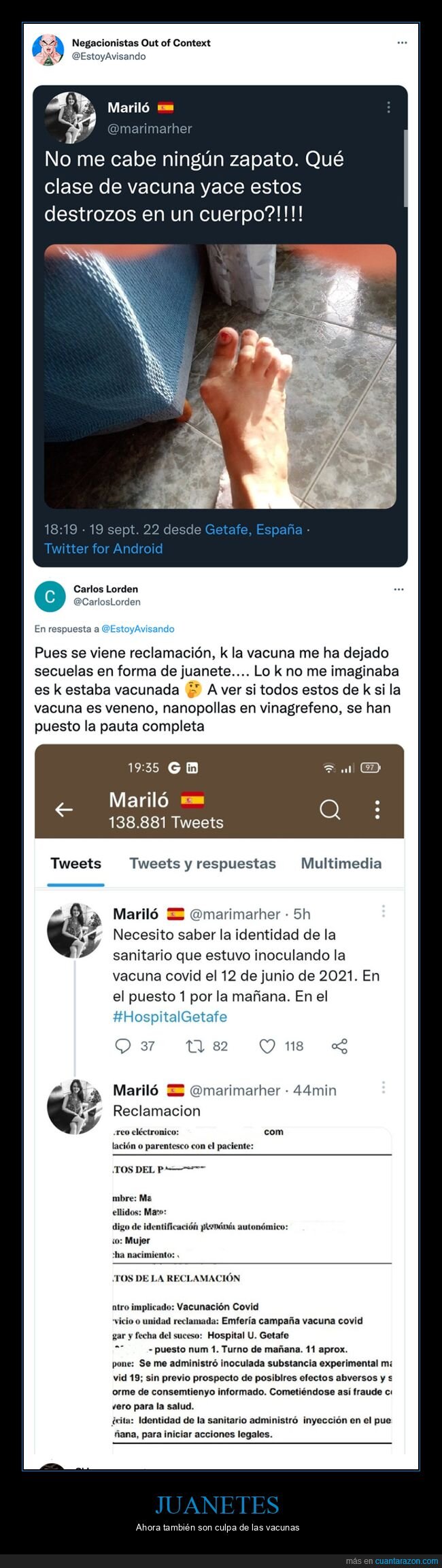 juanete,negacionistas,pie,vacuna