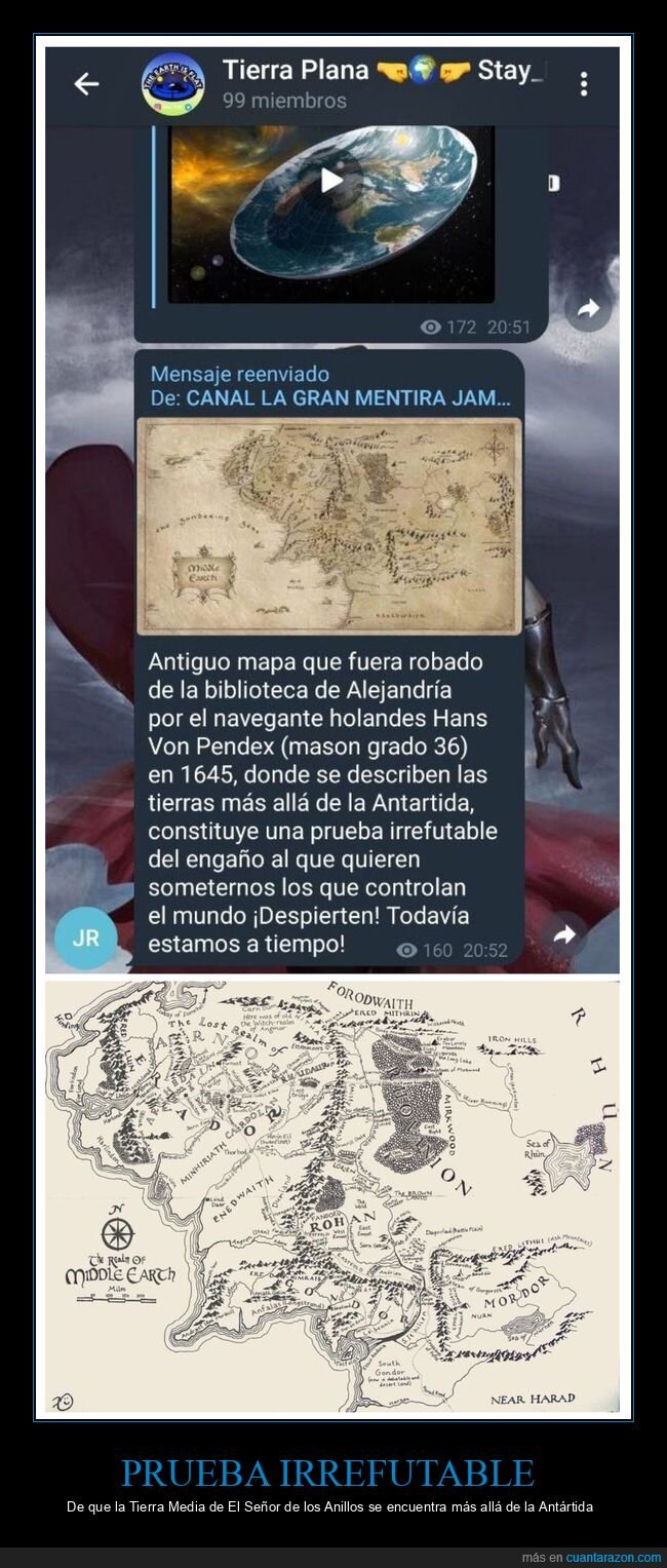 conspiranoicos,el señor de los anillos,mapa,terraplanistas,tierra media