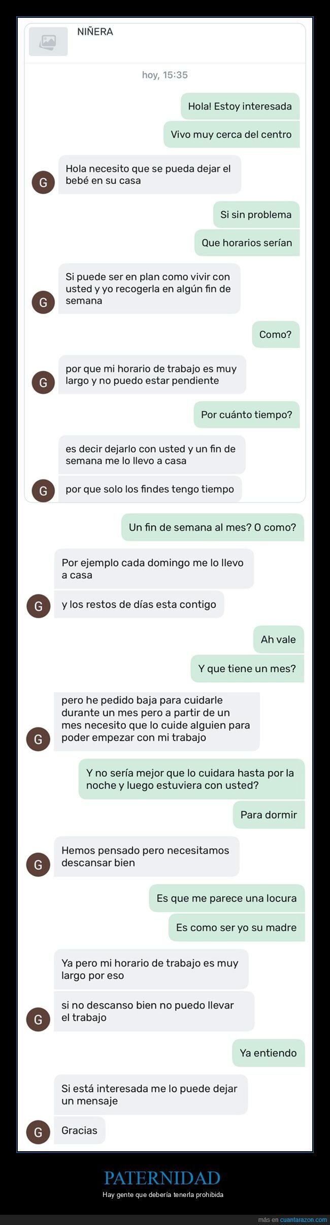 madre,niñera,oferta de empleo,wtf