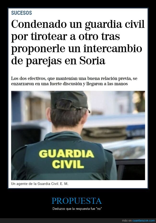 guardia civil,intercambio de parejas,tiroteo