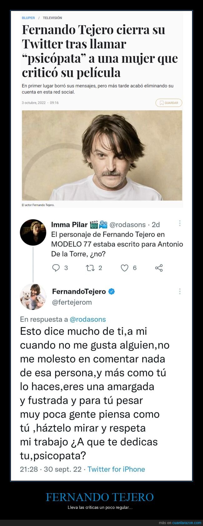 fernando tejero,twitter,críticas