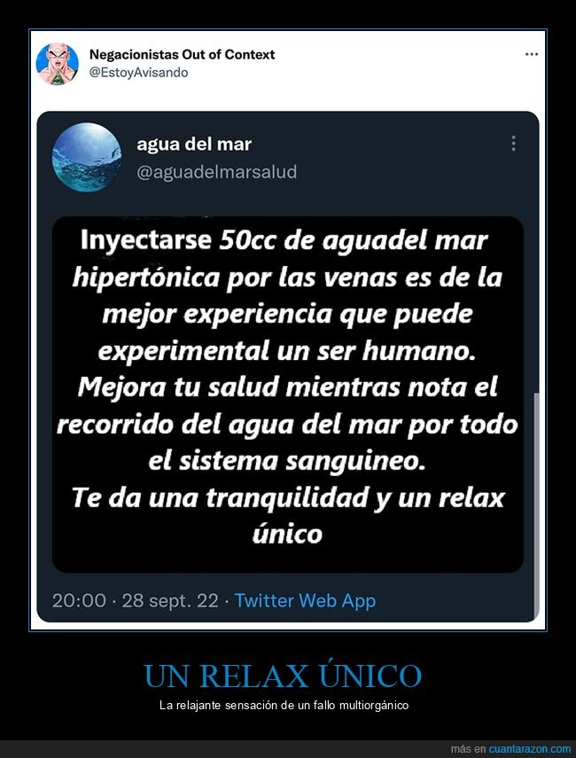 agua de mar,inyectarse,negacionistas