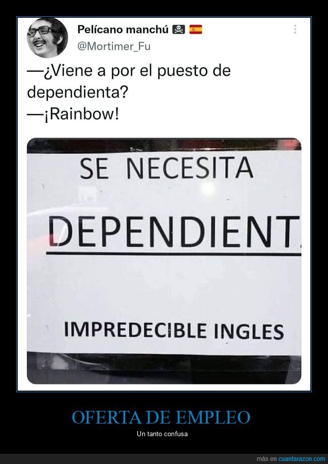 cartel,oferta de empleo,impredecible,inglés