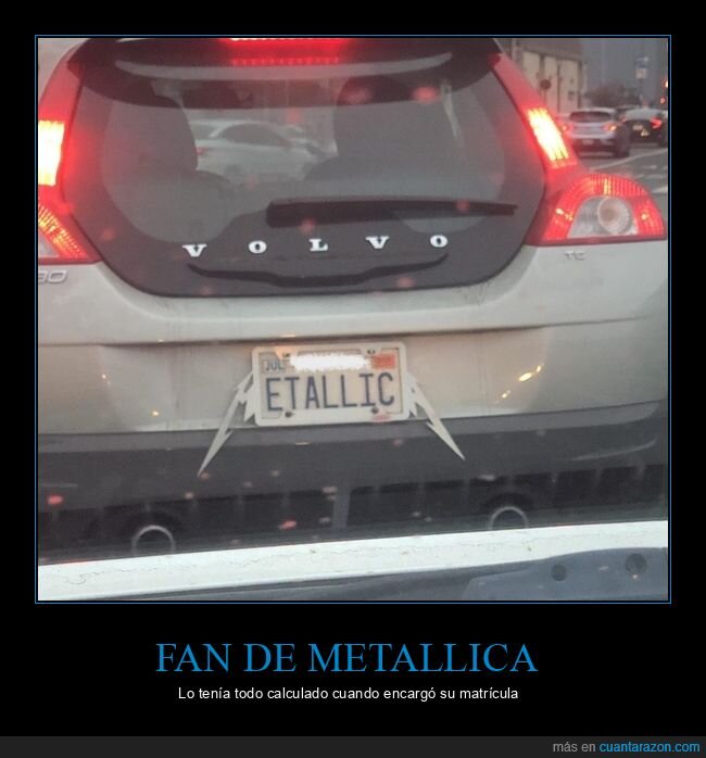 matrícula,coches,metallica