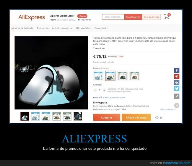 aliexpress,tienda de campaña,wtf