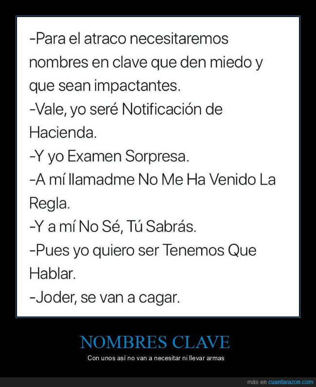 nombres clave,atraco,miedo