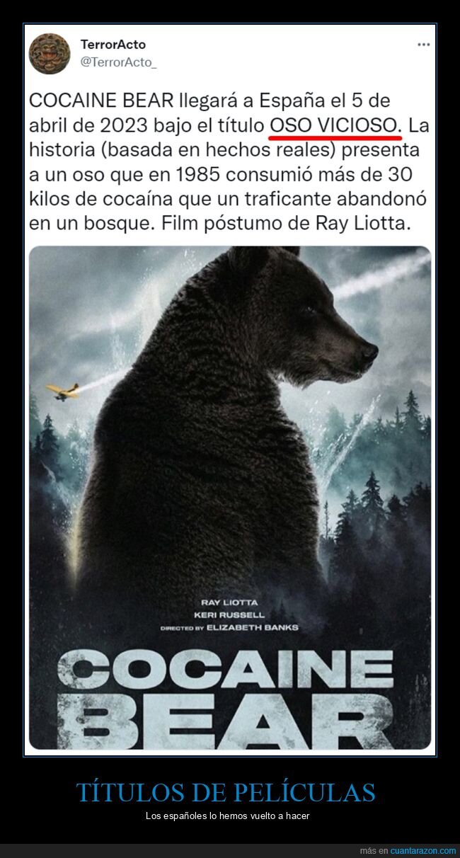 oso vicioso,título,película