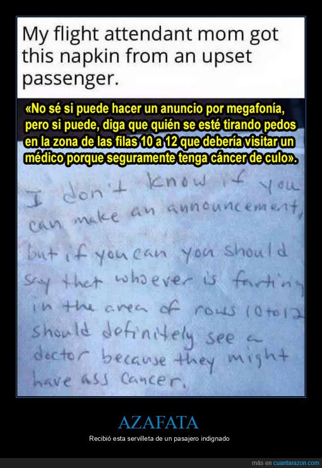 avión,azafata,nota,pedos