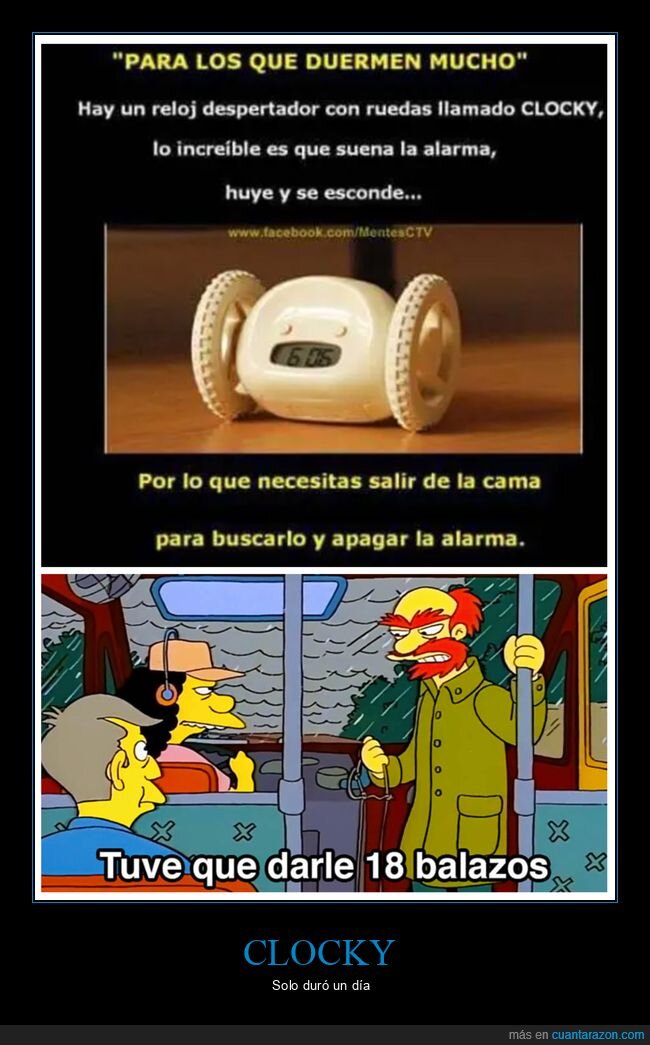 balazos,clocky,despertador,esconderse,ruedas,simpsons,willy