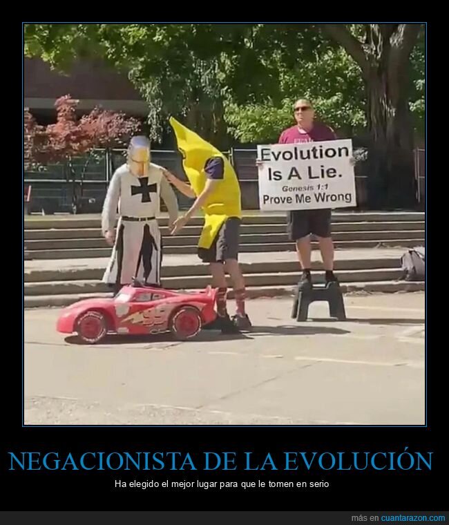 evolución,pancarta,negacionistas