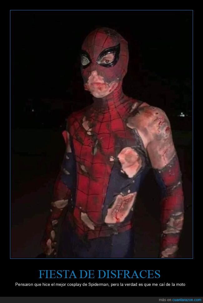 disfraz,spiderman,cosplay,caer,moto