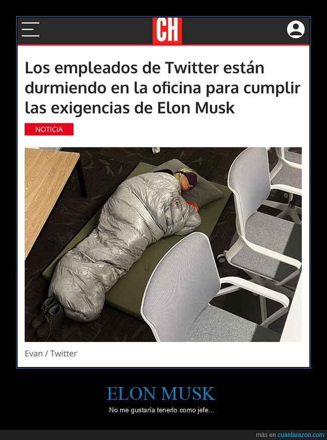 dormir,elon musk,oficina,trabajadores,twitter