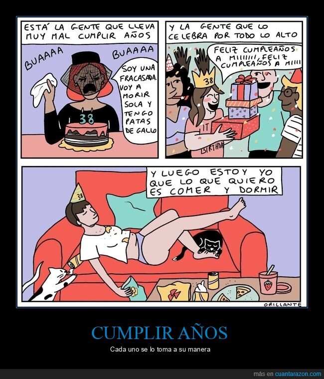 cumpleaños,llevar mal,celebrar